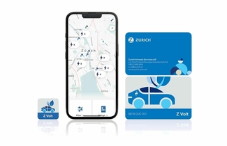 Mockupaufnahmen der Z Volt App und der Smartcard.